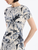 Oscar de la Renta Tonal Tropical Print Long Fit & Flare Knit Dress in Navy/Ivory