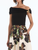 *VIRTUAL TRUNK SHOW* Oscar de la Renta Off Shoulder Knit & Woven Watercolor Iris Dress