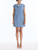 *VIRTUAL TRUNK SHOW* Oscar de la Renta Short Sleeve Draped Neck Denim Embroidered Day Dress