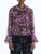 *VIRTUAL TRUNK SHOW* Oscar de la Renta Long Sleeve Watercolor Iris Crineckle Chiffon Blouse