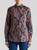 Etro Stretch Cotton Poplin Shirt with Paisley Motif in Blue