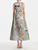 Oscar de la Renta Mixed Botanical Faille Cocktail Dress in Grey Multi, Size 10