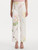 Oscar de la Renta Faded Mixed Botanical Denim Pants in White Multi, Size 4