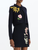 Oscar de la Renta Mixed Botanical Cropped Jacket in Navy, Size Small