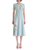 Oscar de la Renta Long A-line Chine Flower Jacquard Knit Dress in Saltwater, Size Small