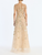 *VIRTUAL TRUNK SHOW* Oscar de la Renta Short Sleeve Sequin Mini Floral Vines Embroidered Gown