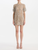 Oscar de la Renta Short Sleeve Crystal Eaten Leaves Embroidered Cocktail Dress in Silver/Blue, Size 4