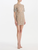 Oscar de la Renta Short Sleeve Crystal Eaten Leaves Embroidered Cocktail Dress in Silver/Blue, Size 4