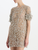 Oscar de la Renta Short Sleeve Crystal Eaten Leaves Embroidered Cocktail Dress in Silver/Blue, Size 4