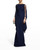 Chiara Boni La Petite Robe Kacey Illusion Long Gown in Blu Notte, Size 46