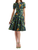 Oscar de la Renta Split Neck Fortunella Flare Dress in Navy Multi, Size 4