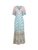 Etro Floral Print Silk Dress in Light Blue, Size 42