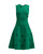 Oscar de la Renta Sleeveless Jewel Neck Crystal Embroidered Fit & Flare Dress in Emerald, Size Medium