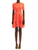 Oscar de la Renta Short Sleeve Mixed Botanical Guipure Inset Dress in Tiger Lily