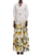 Oscar de la Renta Long Sleeve Chrysanthemum Fade Poplin Caft Dress in Yellow/White, Size Medium