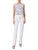 Akris Silk Knit Top with Kasuri Bird Print in Ecru/Denim