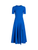 Oscar de la Renta Short Sleeve Wave Detail Stretch Wool Dress in Lapis, Size 10