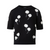 Akris Windflower Short Sleeve Cotton Sweater in Black/Ecru, Size 8