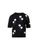 Akris Windflower Short Sleeve Cotton Sweater in Black/Ecru, Size 8