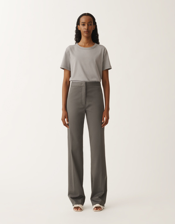 Fabiana Filippi Cotton Gabardine Deruta Trousers in Lead, Size 42