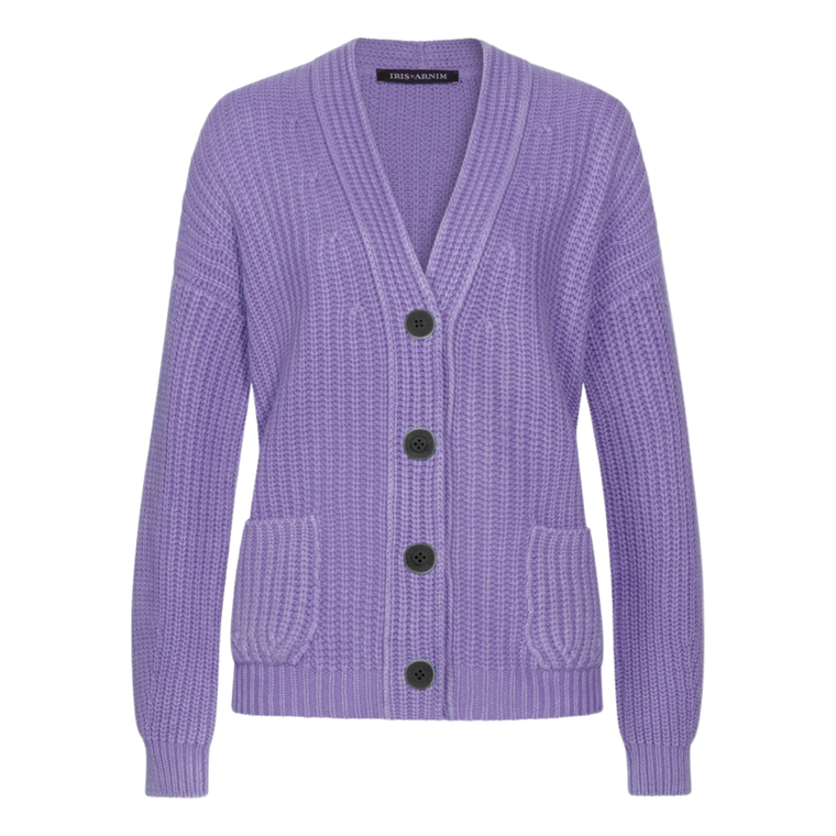 Iris Von Arnim Maxine Cashmere Cardigan in Amethyst, Size Medium