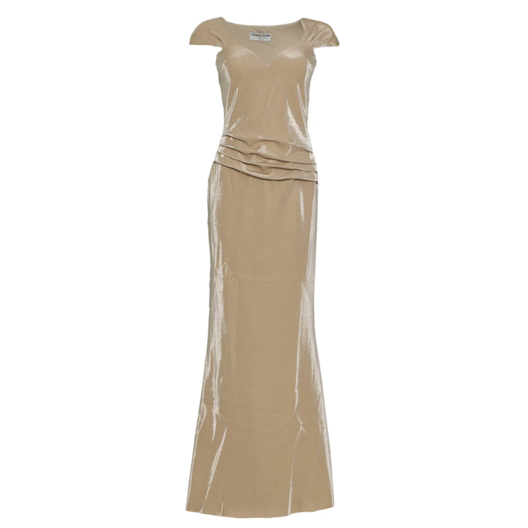 Chiara Boni La Petite Robe Sinny Splendid Long Gown in Gold, Size 42