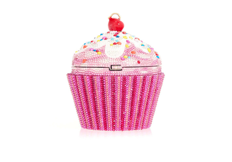 *Virtual Trunk Show* Judith Leiber Couture Cupcake Cherry in Silver Fuchsia Multi