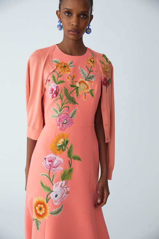Carolina Herrera Floral-Embroidered Cardigan in Sunset Multi 