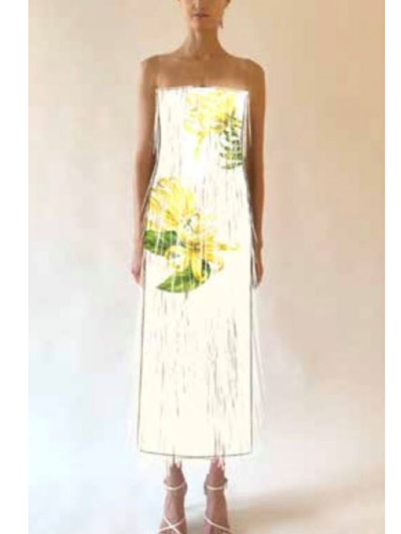 *VIRTUAL TRUNK SHOW* Oscar de la Renta Strapless Multi Color Fringe Cocktail Dress