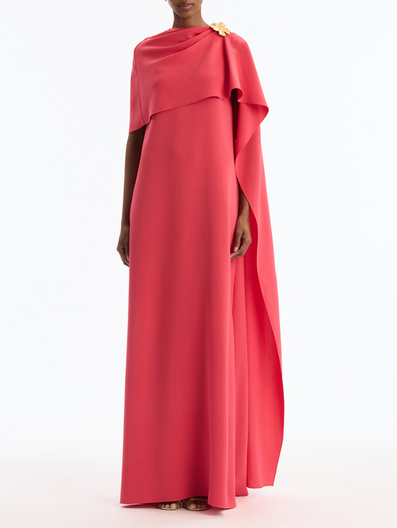 *VIRTUAL TRUNK SHOW* Oscar de la Renta Draped Shoulder Brooch Detail Georgette Caftan