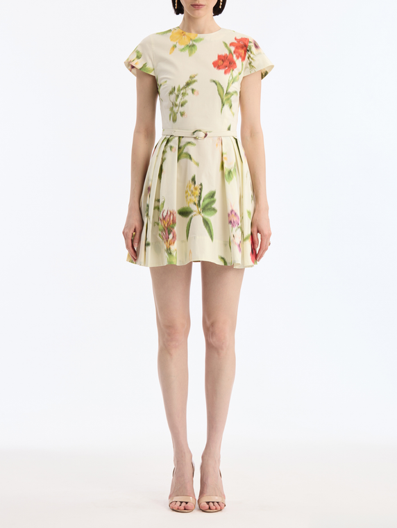 *VIRTUAL TRUNK SHOW* Oscar de la Renta Short Sleeve Chine Multi Floral Poplin Day Dress