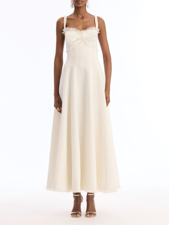 *VIRTUAL TRUNK SHOW* Oscar de la Renta Sleeveless Twist Slubby Wool Tweed Day Dress