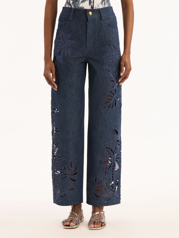 *VIRTUAL TRUNK SHOW* Oscar de la Renta Palm Tree Cut Out Denim Pant