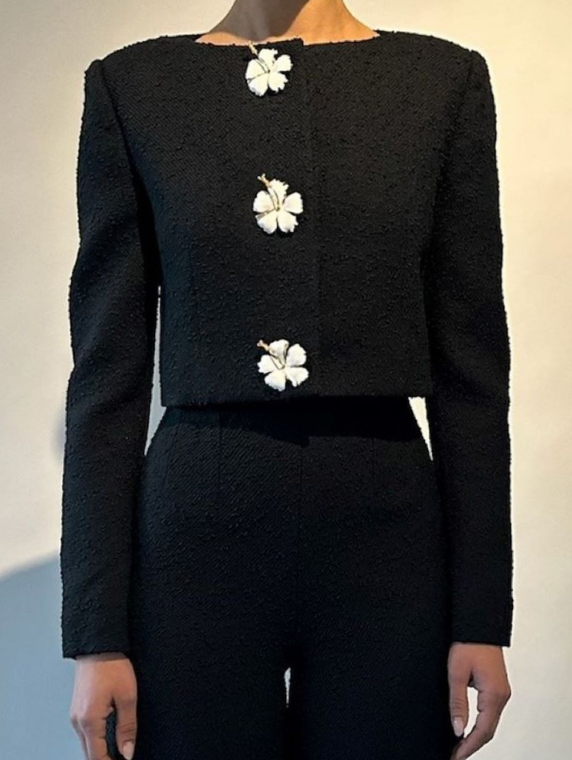 *VIRTUAL TRUNK SHOW* Oscar de la Renta Long Sleeve Slubby Wool Tweed Jacket