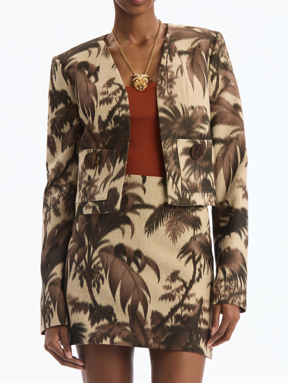 *VIRTUAL TRUNK SHOW* Oscar de la Renta Large Chine Palm Leaves Tailored Jacket
