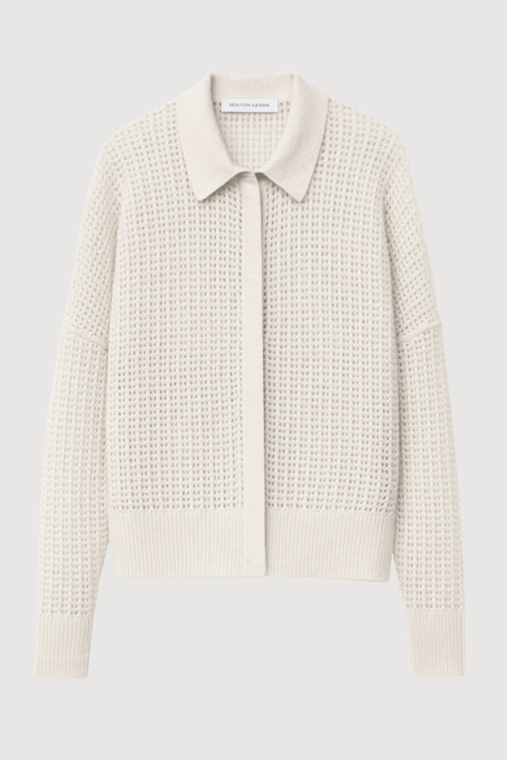 Iris Von Arnim Peonia Cashmere Cotton Poloneck Collar in Off White, Size X-Small