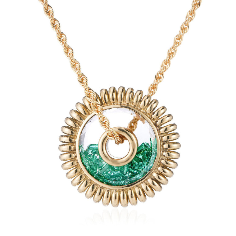 Moritz Glik 18K Yellow Gold Mola 18 Necklace Emerald, 24"