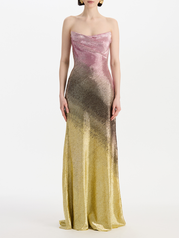 *VIRTUAL TRUNK SHOW* Oscar de la Renta Strapless Beaded Moire Ombre Gown