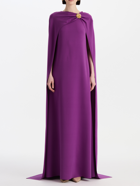 *VIRTUAL TRUNK SHOW* Oscar de la Renta Draped Brooch Detail Georgette Caftan