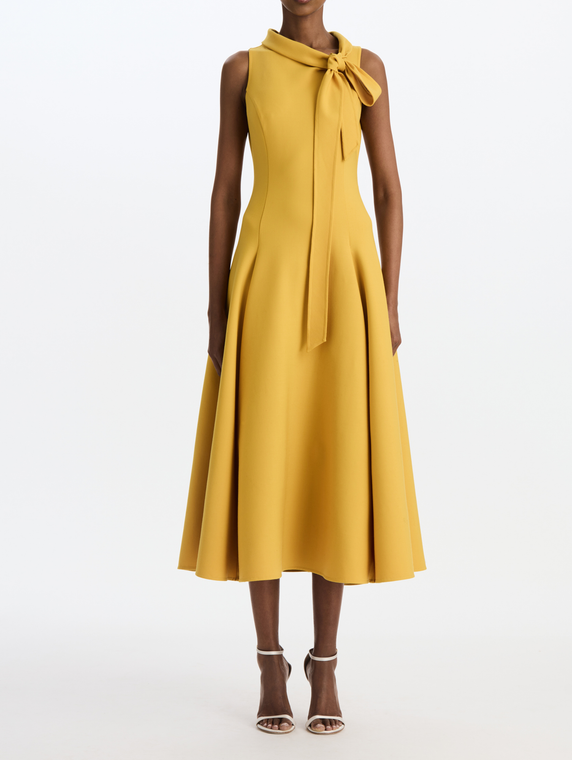*VIRTUAL TRUNK SHOW* Oscar de la Renta Sleeveless Bow Detail Stretch Wool Day Dress