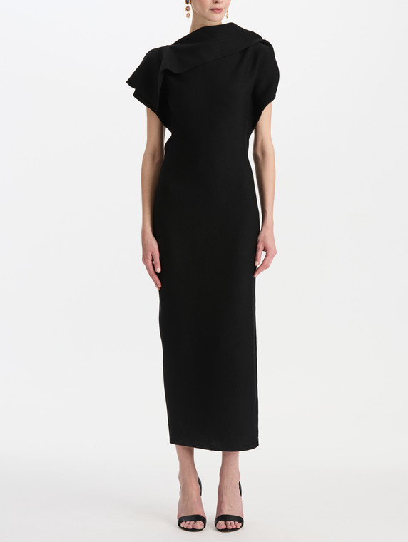 *VIRTUAL TRUNK SHOW* Oscar de la Renta Drape Neck Slim Knit Dress