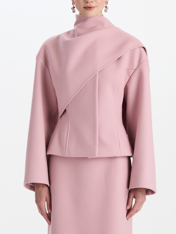 *VIRTUAL TRUNK SHOW* Oscar de la Renta Long Sleeve Double Face Wool Coating Draped Coat