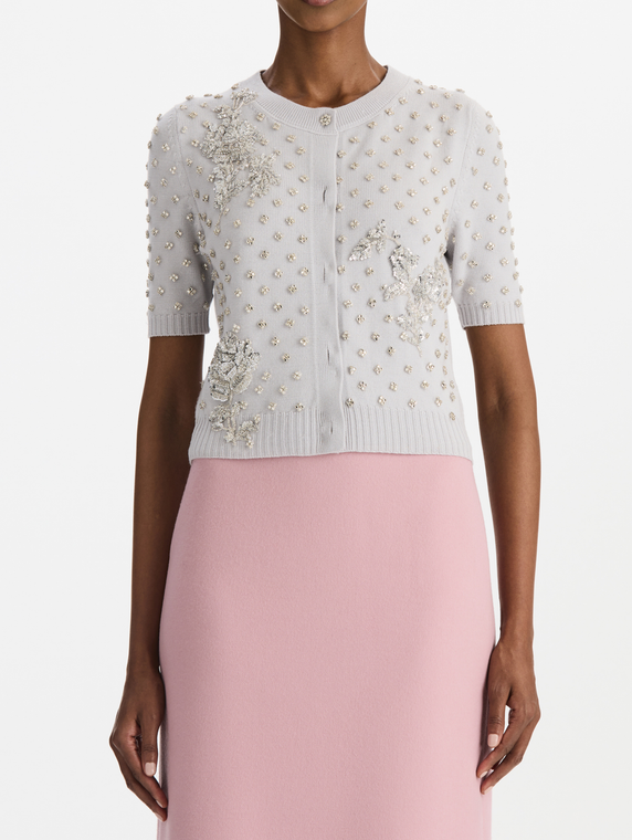 *VIRTUAL TRUNK SHOW* Oscar de la Renta Crystal Floral Embroidered Cardigan