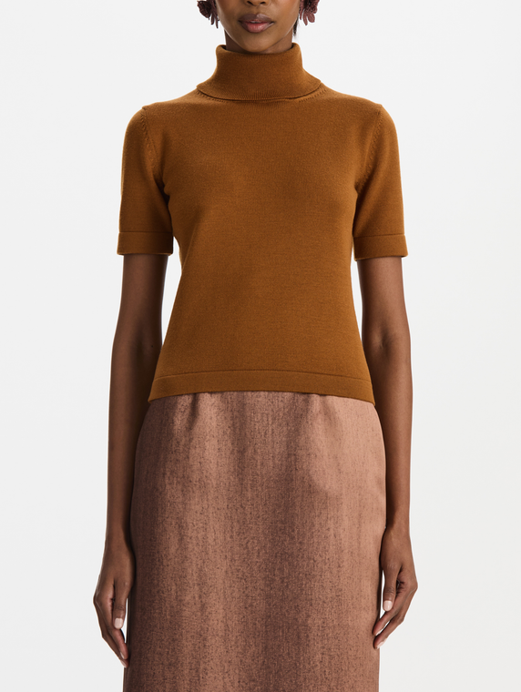 *VIRTUAL TRUNK SHOW* Oscar de la Renta Fold Over Turtle Neck Short Sleeve Pull