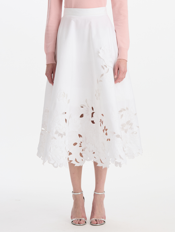 *VIRTUAL TRUNK SHOW* Oscar de la Renta Cotton Stretch Twill Embroidered Circle Skirt