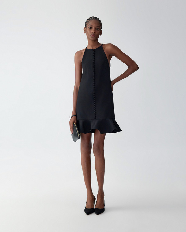 Carolina Herrera Ruffle Hem Mini Dress in Black, Size 6