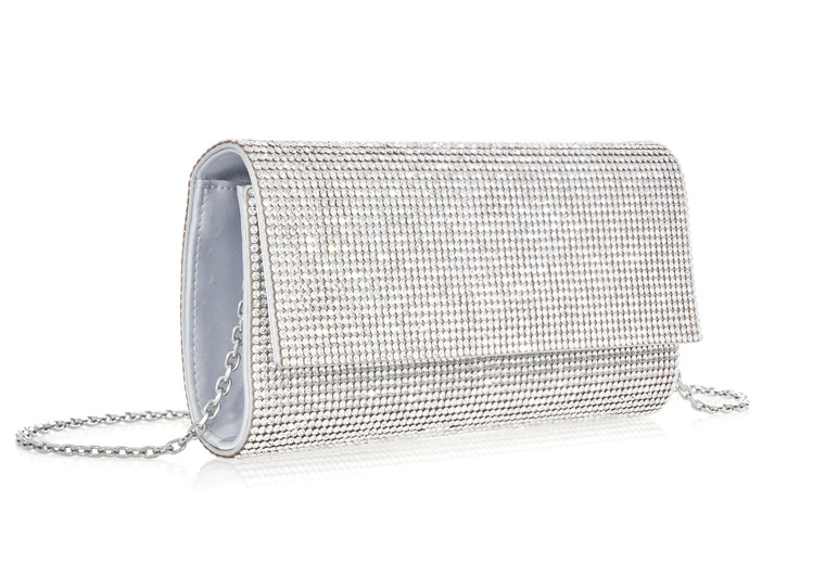 Judith Leiber Couture Perry Crystal Clutch in Silver