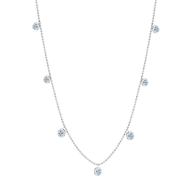 Graziela Gems 18K White Gold Small Floating Diamond Necklace