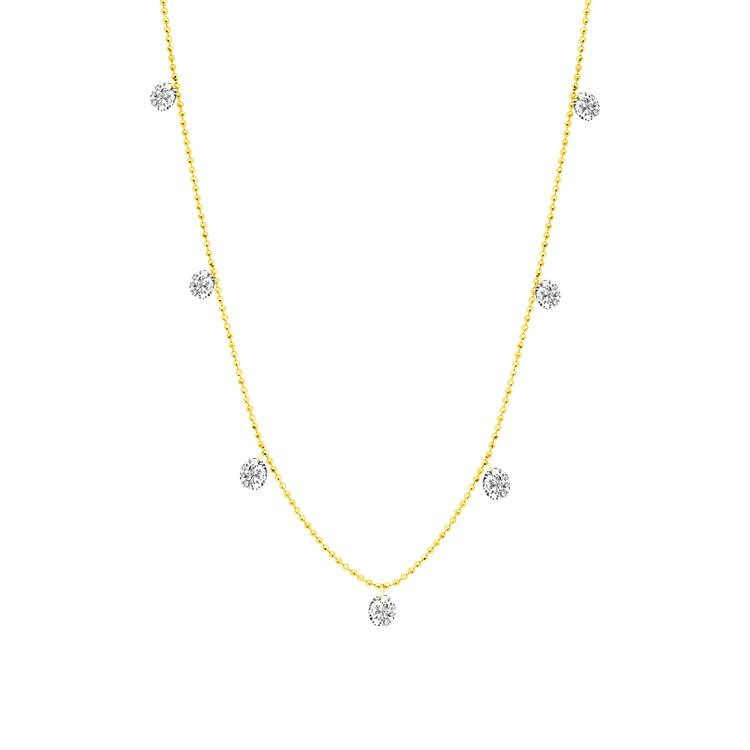 Graziela Gems 18K Yellow Gold Small Floating Diamond Necklace