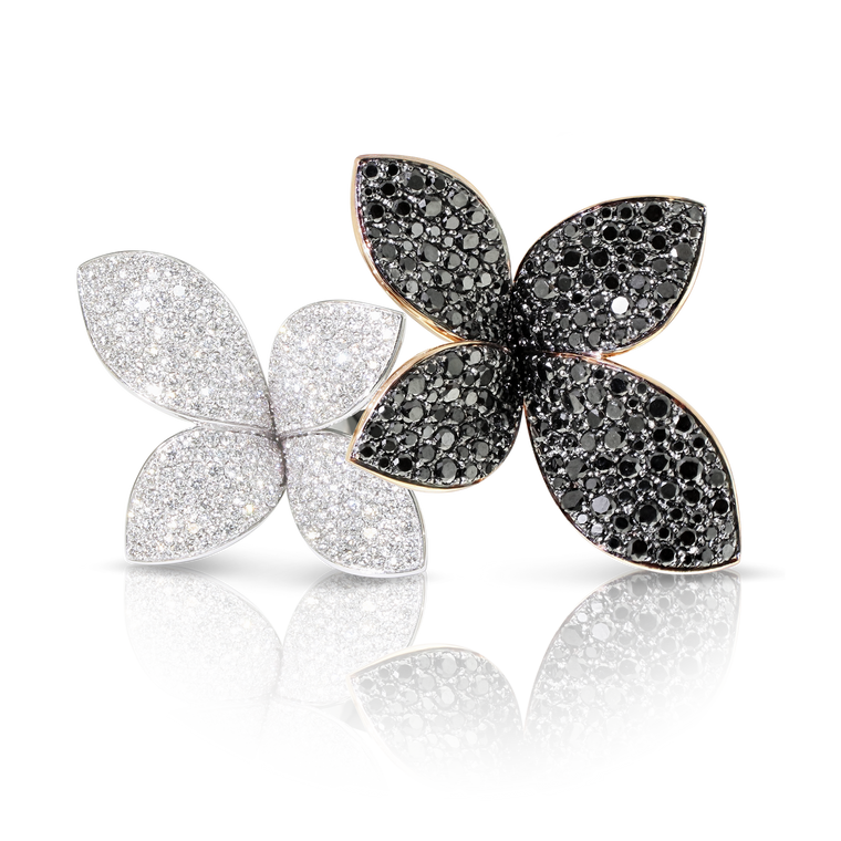 Pasquale Bruni 18K Gold Giardini Segreti Double Flower Ring with Diamonds, Size 7
